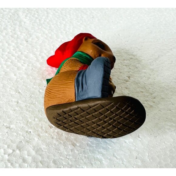 VTG 1992 Hallmark Toboggan Tail Keepsake Ornament Beaver & Baby Sledding Fun - Picture 8 of 13